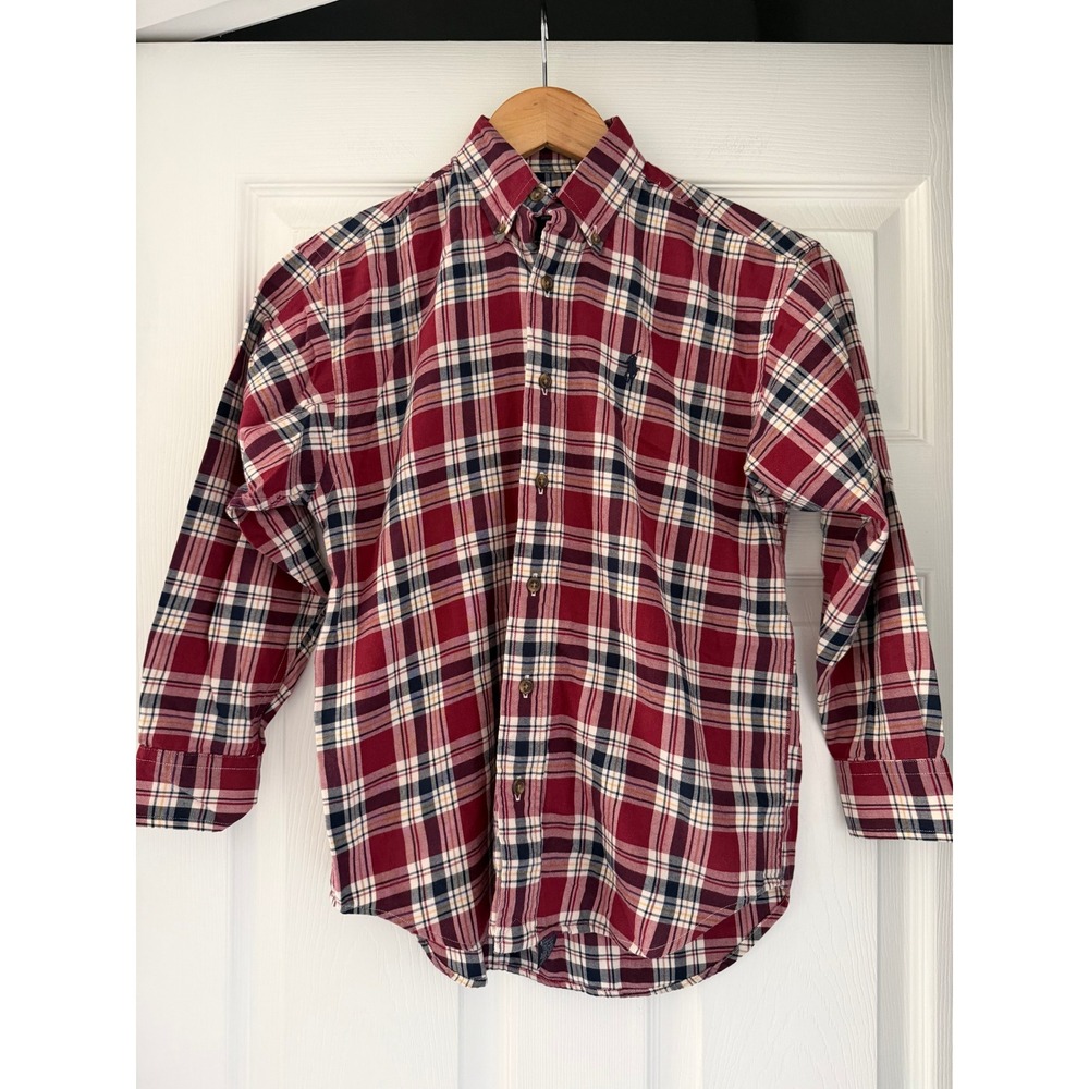 Ralph Lauren Boys Plaid Long Sleeve Button Down Preppy Casual